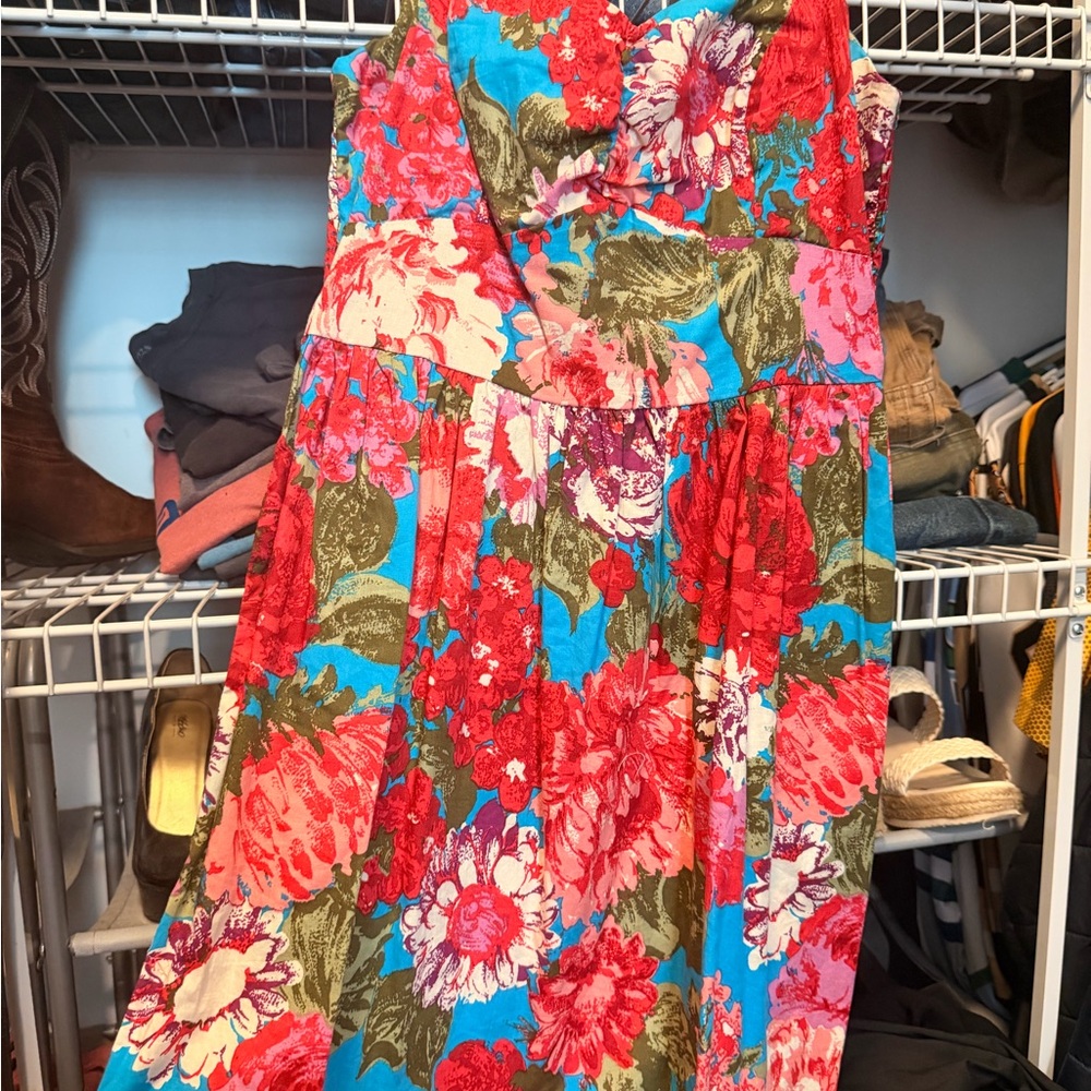 Xhilaration Floral Sundress in Turquoise and Red